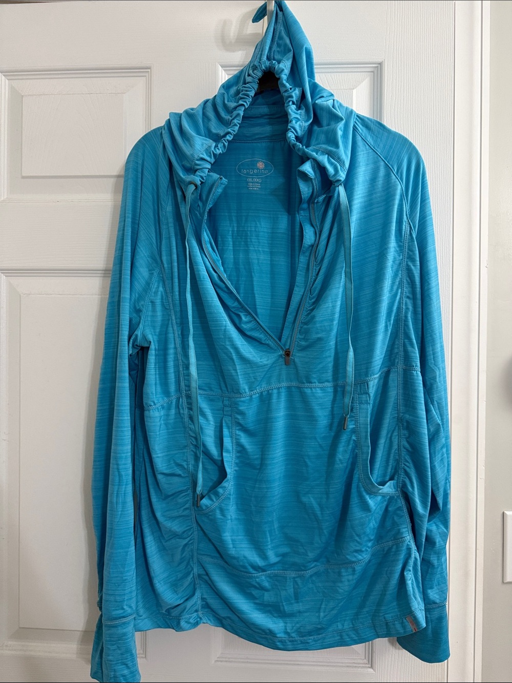 Tangerine Lightweight Turquoise Hooded Utility Pullover